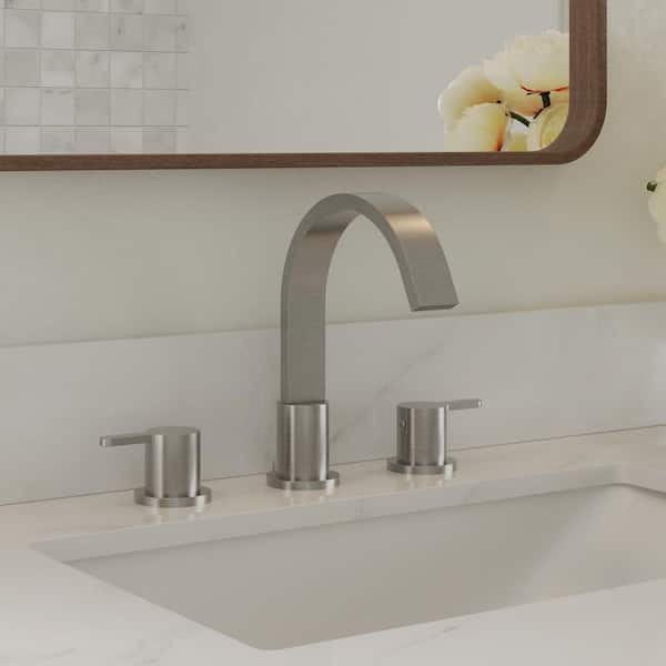 8 in. Widespread Double Handle Bathroom Faucet with Waterfall Spout in Brushed Nickel (Valve Included)