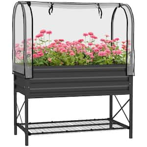 41.75 in. x 21.25 in. x 53.25 in. Metal Raised Garden Bed Black