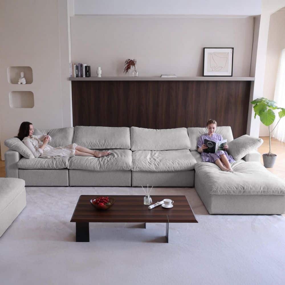 160.6 in. Square 5-piece Linen L-Shaped Free Combination Sectional Sofa with Storage, Removable Cover in. Gray 5-Seater