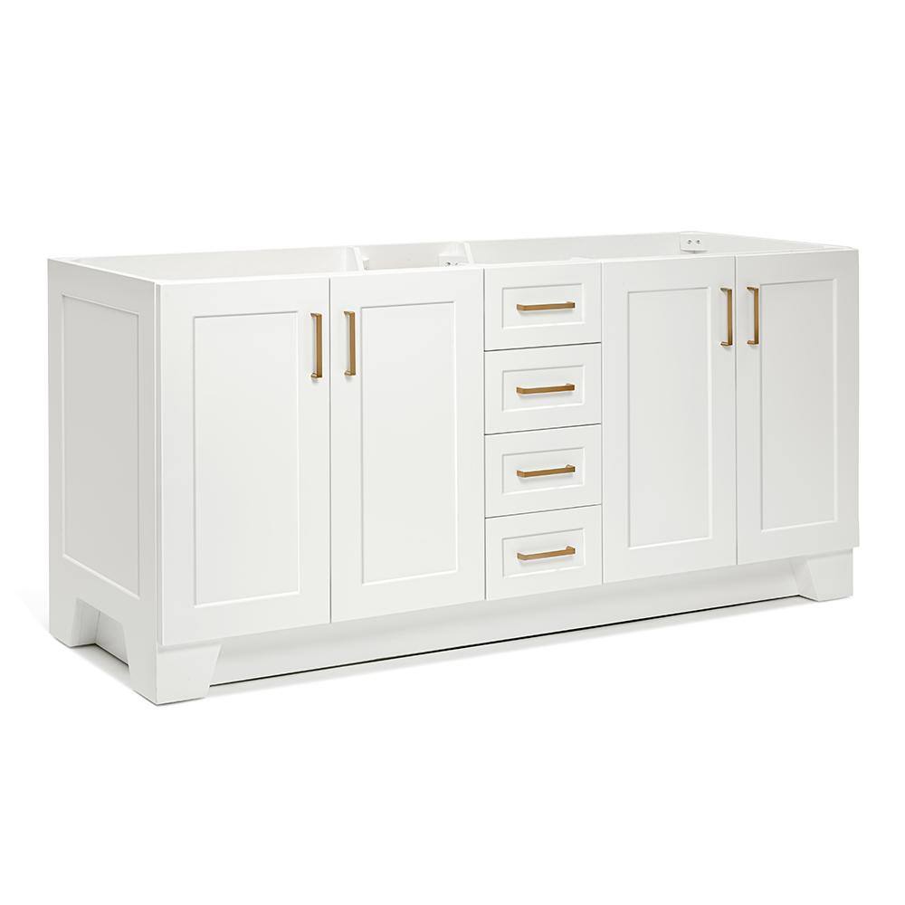 Taylor 72" White Double Freestanding Vanity with Brass Hardware