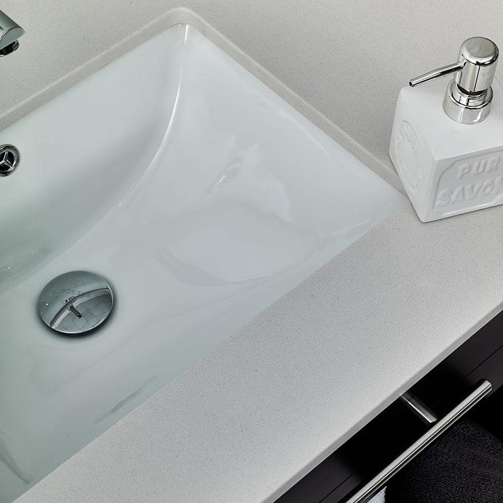 Espresso 30" Wall-Mounted Vanity with Quartz Top and Ceramic Sink