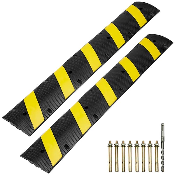 72 in. x 11.81 in. Cable Protector Ramp 2 Channel 22000 lbs. Load Raceway Cord Cover Rubber Speed Bump for Roads(2-Pack)