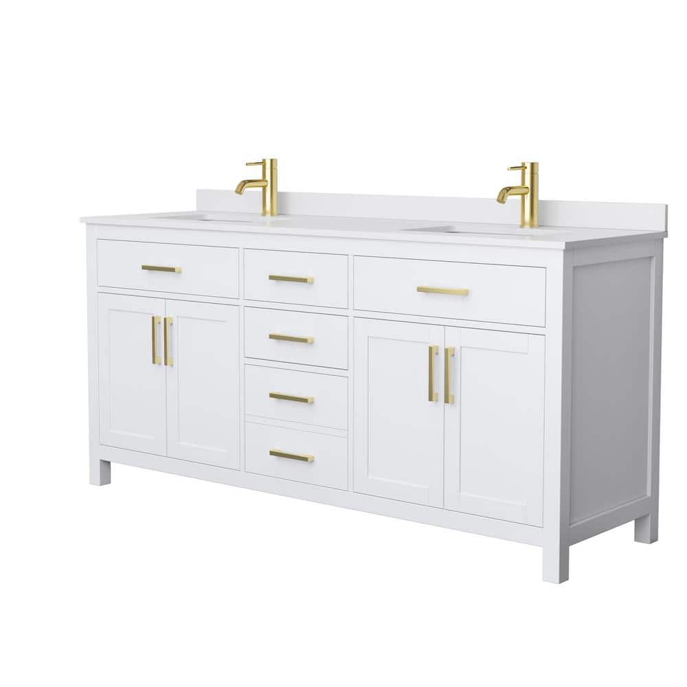 Beckett 72" White Double Freestanding Bathroom Vanity with Cultured Marble Top