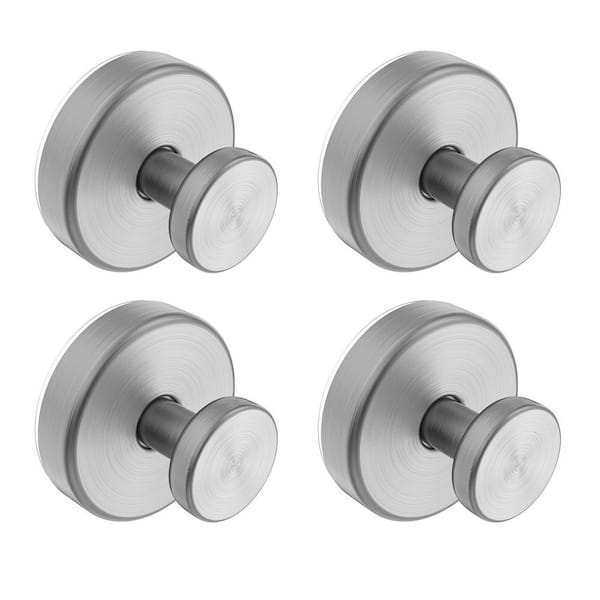 4-Pack Suction Cup Knob Hooks in Silver, Removable Towel Hooks for Bathroom Window, Bath Robe Loofah Hook for Hanging