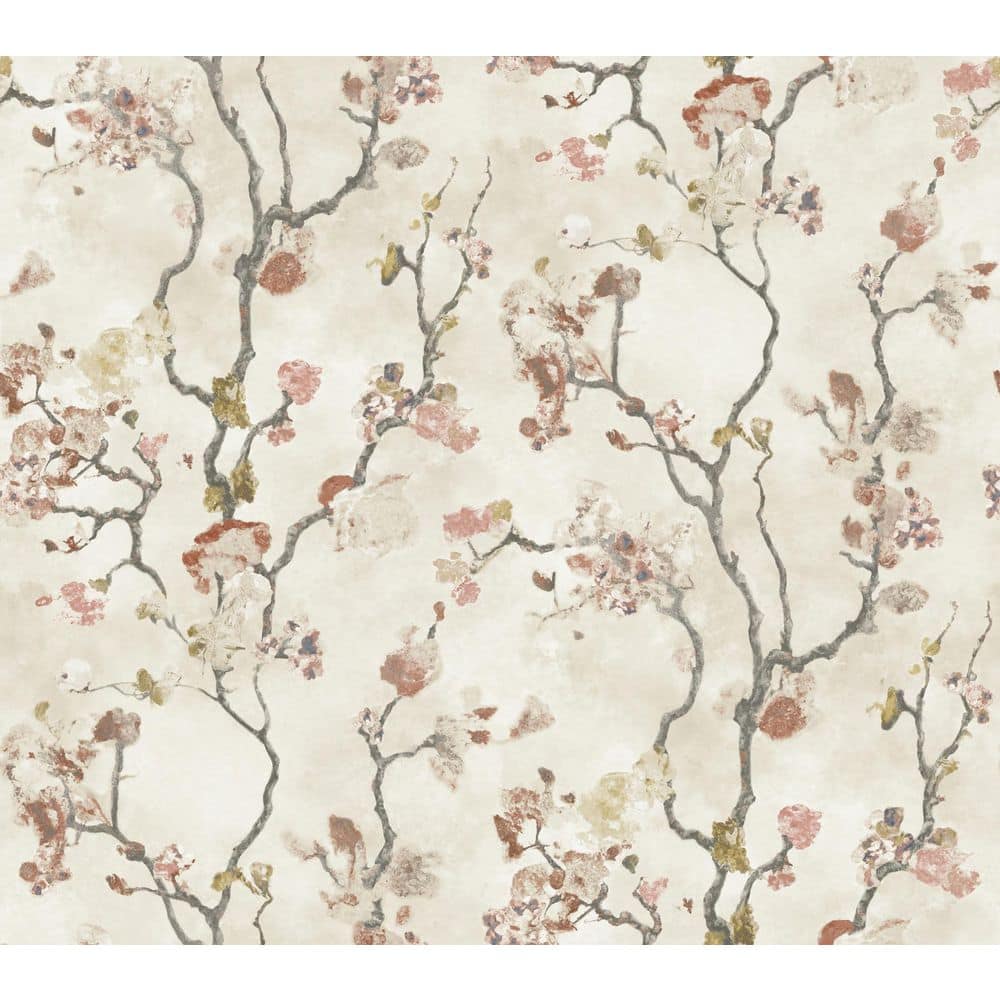 Avril Chinoiserie Coral Orange Wallpaper