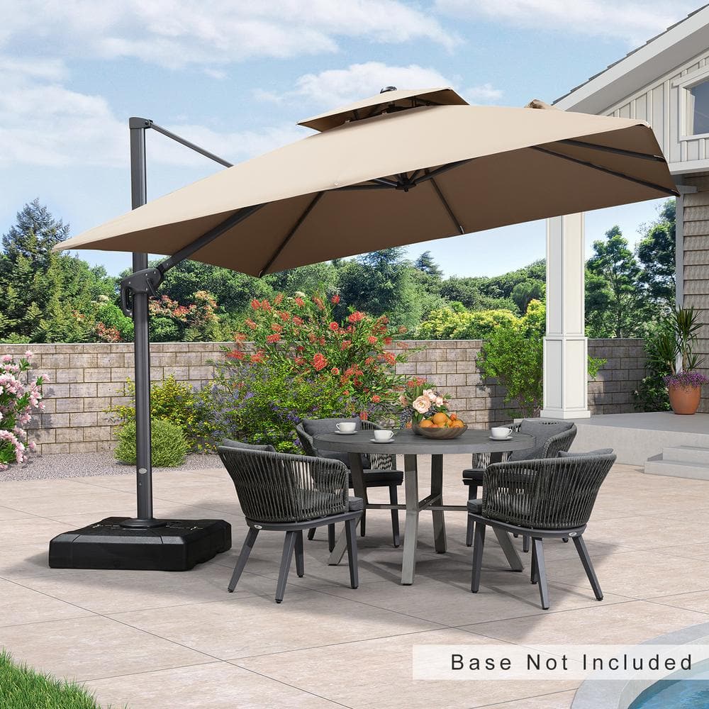10 ft. Beige Aluminum Cantilever Patio Umbrella with 360° Rotation