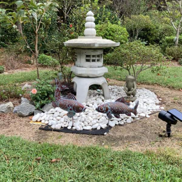 2 Koi Fish Antique Copper Outdoor Garden Statues 0987DMXGB - The