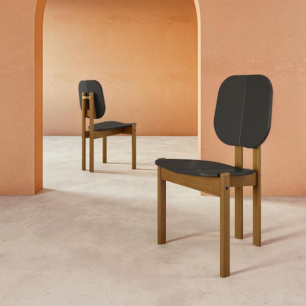 Manhattan Comfort Gales Mid-Century Modern Matte Black Dining Chair (Set of 2)