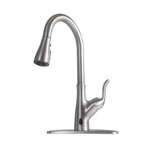Touchless Single Handle Pull Down Sprayer Kitchen Faucet with Pull Out Spray Wand in Brushed Nickel