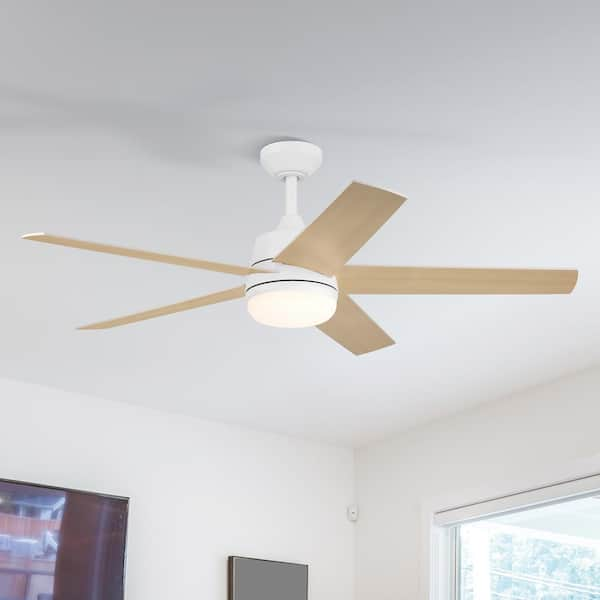 Astrea 52 in. Smart Indoor/Covered Outdoor Matte White Modern Adjustable White and RGB Ceiling Fan Light with Remote