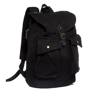 16 in. H Black Classic Style Sport Canvas Backpack