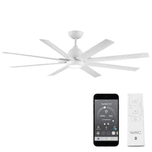 Mocha XL 66 in. 3000K Integrated LED Indoor Outdoor Matte White Smart Compatible Ceiling Fan with Light Kit and Remote