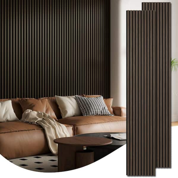 Art3dwallpanels Walnut 4/5 in. x 1-1/3 ft. x 8-1/2 ft. Acoustic