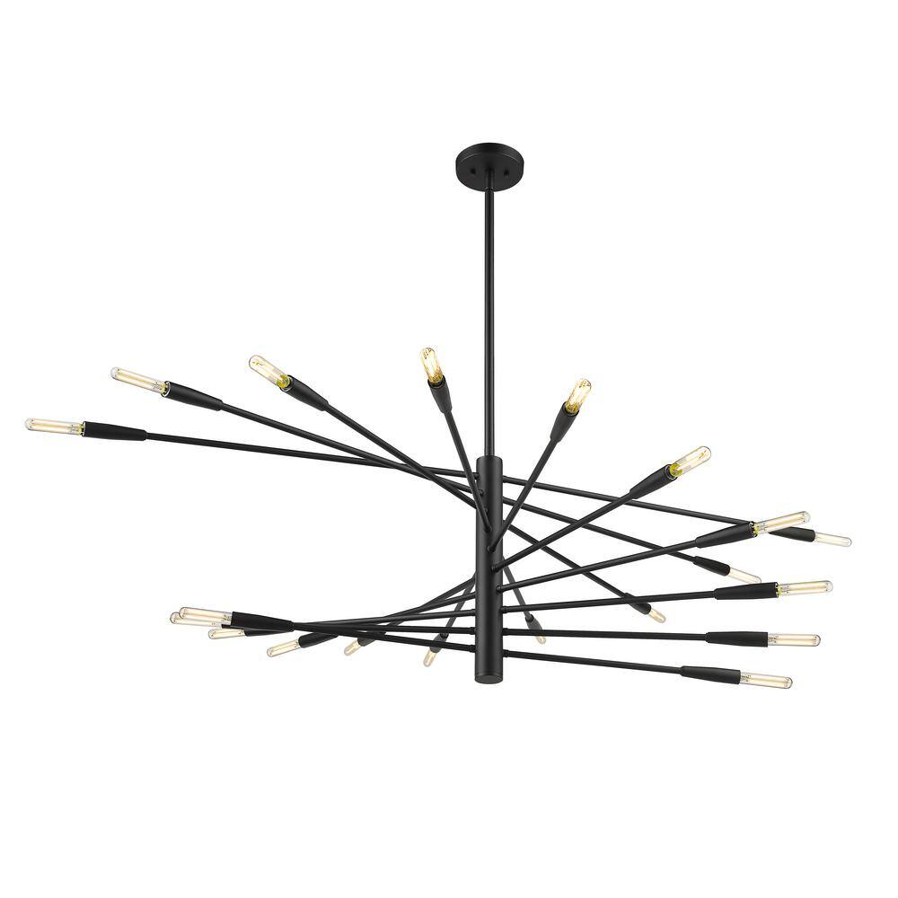 Ascension 20-Light Matte Black Chandelier with No Shade