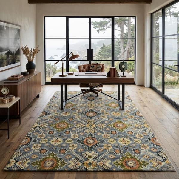 Jackson 2 x 3 Gray Traditional Pattern Area Rug for High Traffic Living Room Dining Room Bedroom
