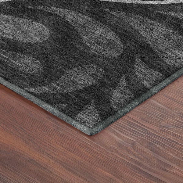 Mayfield Premium Machine Washable Abstract AMF2411 Black 10 ft. x 14 ft. Area Rug