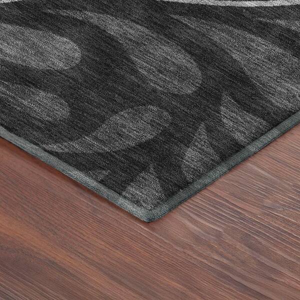 Mayfield Premium Machine Washable Abstract AMF2411 Black 9 ft. x 12 ft. Area Rug