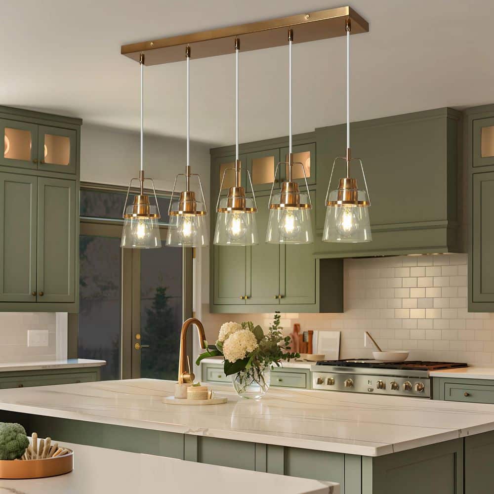 LNC Mid-Century Modern 29.7 in. 5-Light Chandelier Plated