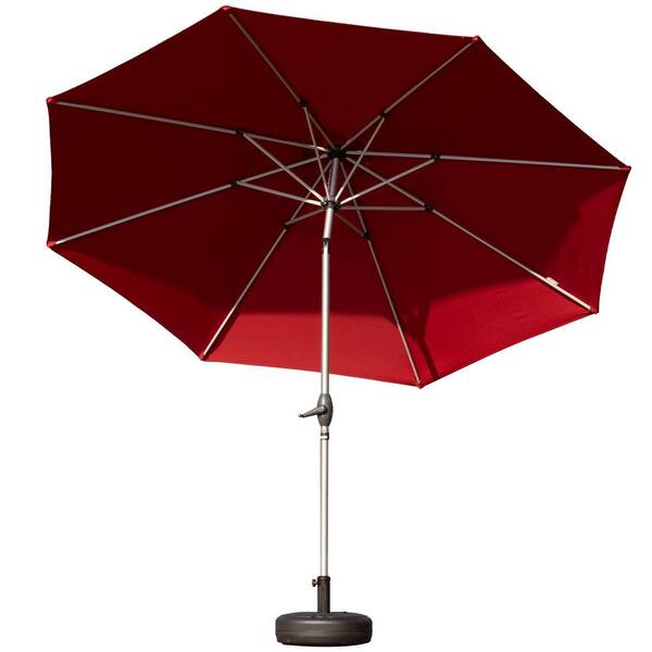 9 ft. Aluminium Market Patio Umbrella with Push Button Tilt and Crank 8 Sturdy Rib UV Protection Waterproof in Brick Red