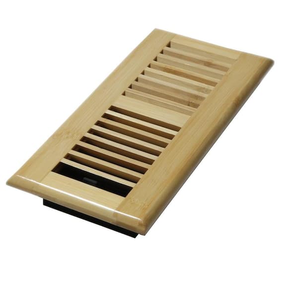 Decor Grates 4 in. x 10 in. Wood Natural Bamboo Louvered Design Floor Register