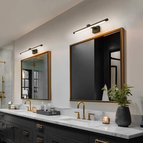 Becky 1-Light 23.6 in. Modern Black Linear Wall Light Dimmable Integrated LED 3000K Bathroom Vanity Light