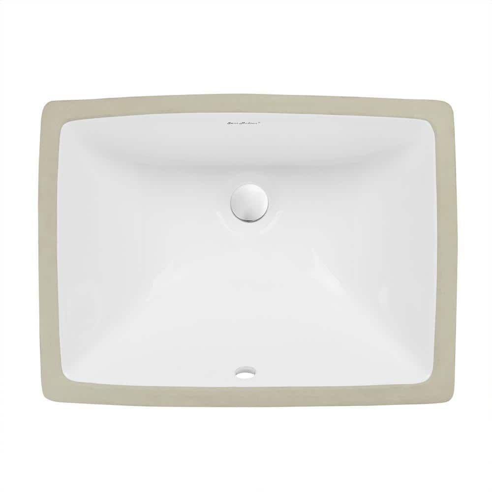 Plaisir White Ceramic Rectangular Under-Mount Bathroom Sink