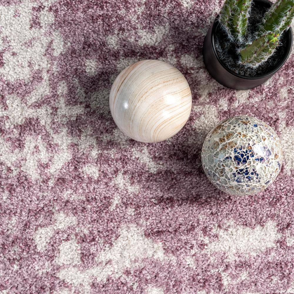 Deedra Pink and Ivory Abstract 9' x 12' Synthetic Area Rug