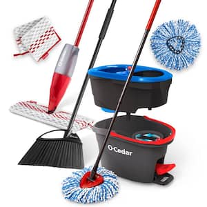 EasyWring RinseClean Spin Mop System +1 Extra Refill, ProMist MAX Spray Mop +1 Extra Refill, PowerCorner Outdoor Broom