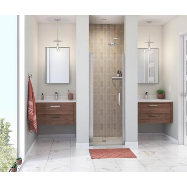 MAAX Manhattan 25 in. to 27 in. W in. x 68 in. H Pivot Shower Door with Clear Glass in Chrome