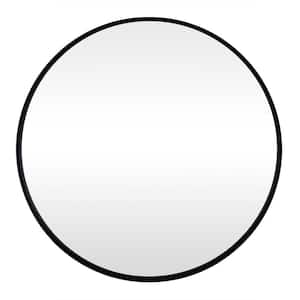 24 in. W x 24 in. H Round Framed Black Circle Bathroom Mirror with Explosion-Proof Film