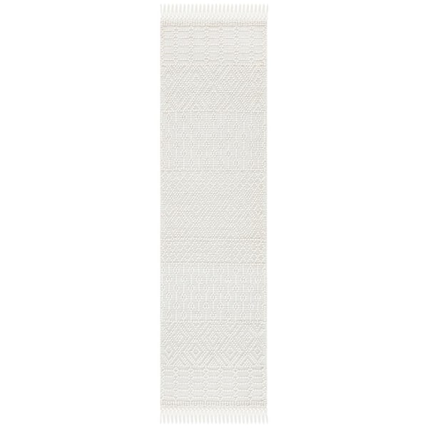 Natura 2 ft. x 14 ft. Ivory Geometric Runner Rug
