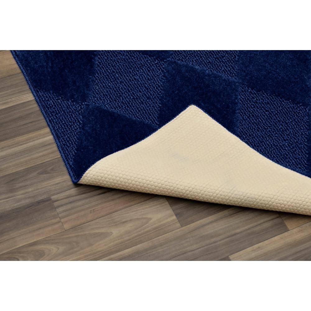 Navy Diamond Tufted 5' x 7' Stain-Resistant Area Rug