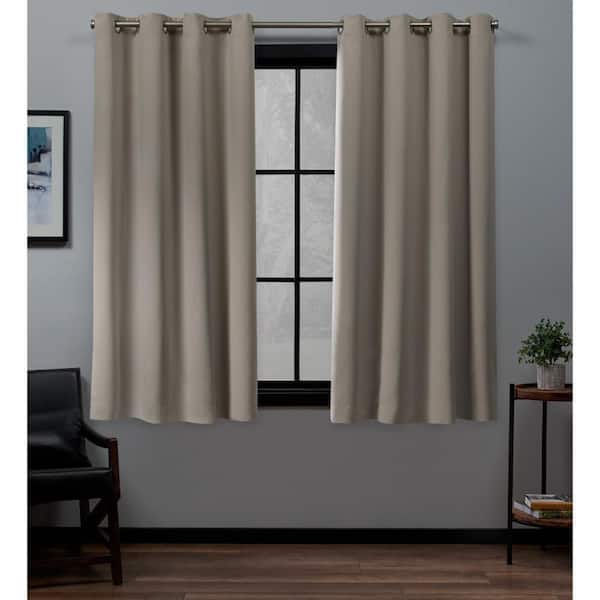 EXCLUSIVE HOME Academy Vintage Linen Solid Blackout Grommet Top Curtain, 52 in. W x 63 in. L (Set of 2)