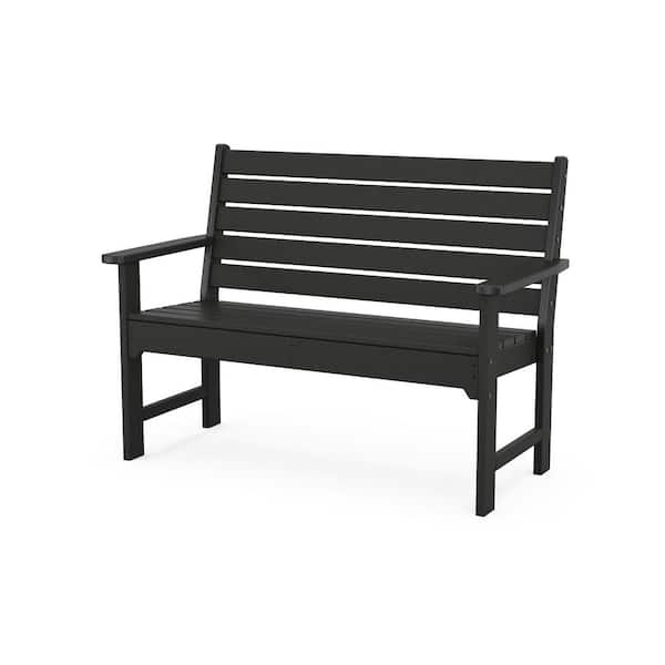 POLYWOOD Monterey Bay 48 in. 2-Person Charcoal Black Plastic Outdoor Bench