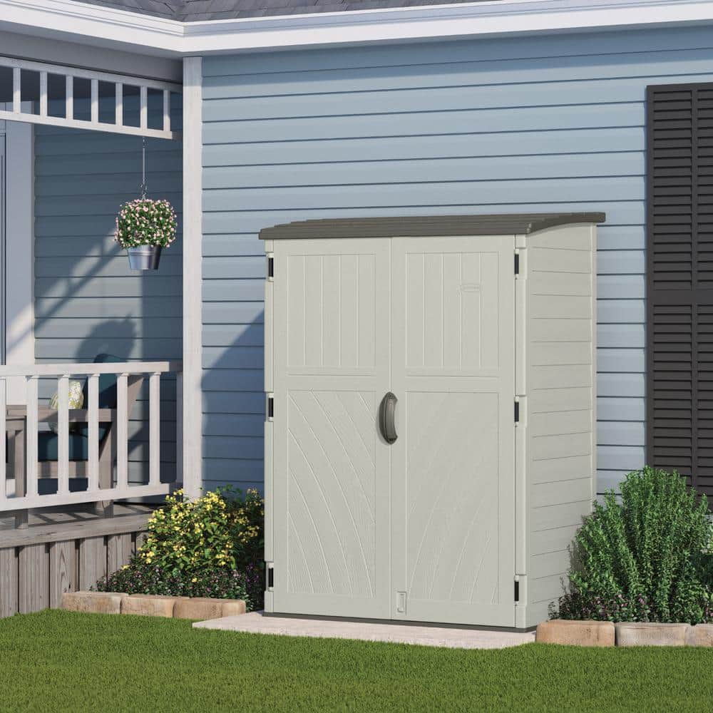 Suncast 53 in. x 32.5 in. x 71.5 in. Covington Large Plastic Vertical Shed, Beige -  BMS5725