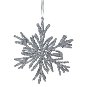 7.5 in. Silver Glitter Snowflake Christmas Ornament