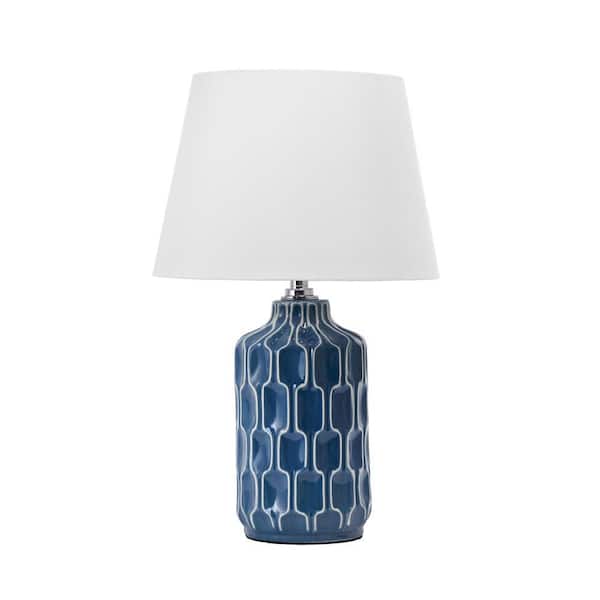 nuLOOM Matera 20 in. Blue Ceramic Contemporary Table Lamp with Shade