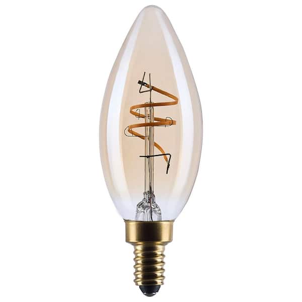 25-Watt Equivalent C11 Blunt Tip Candle 2000K E12 Base Amber Coil Filament Dimmable Edison LED Light Bulb (24-Pack)