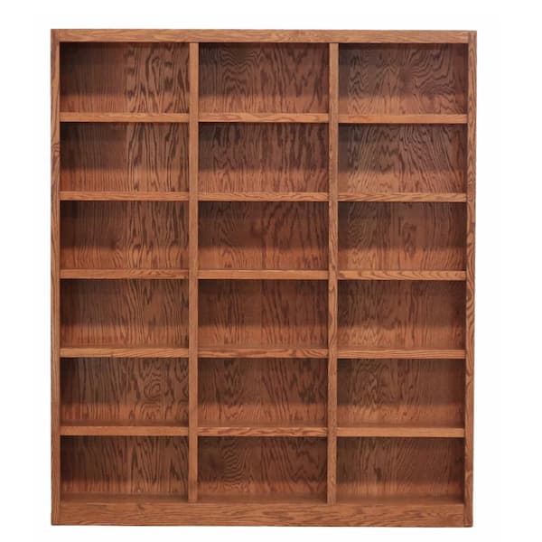 Dry Oak Wood 18 Shelf Standard Bookcase, Small Wood Bookcase