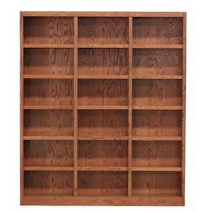 84 in. Dry Oak Wood 18-shelf Standard Bookcase with Adjustable Shelves