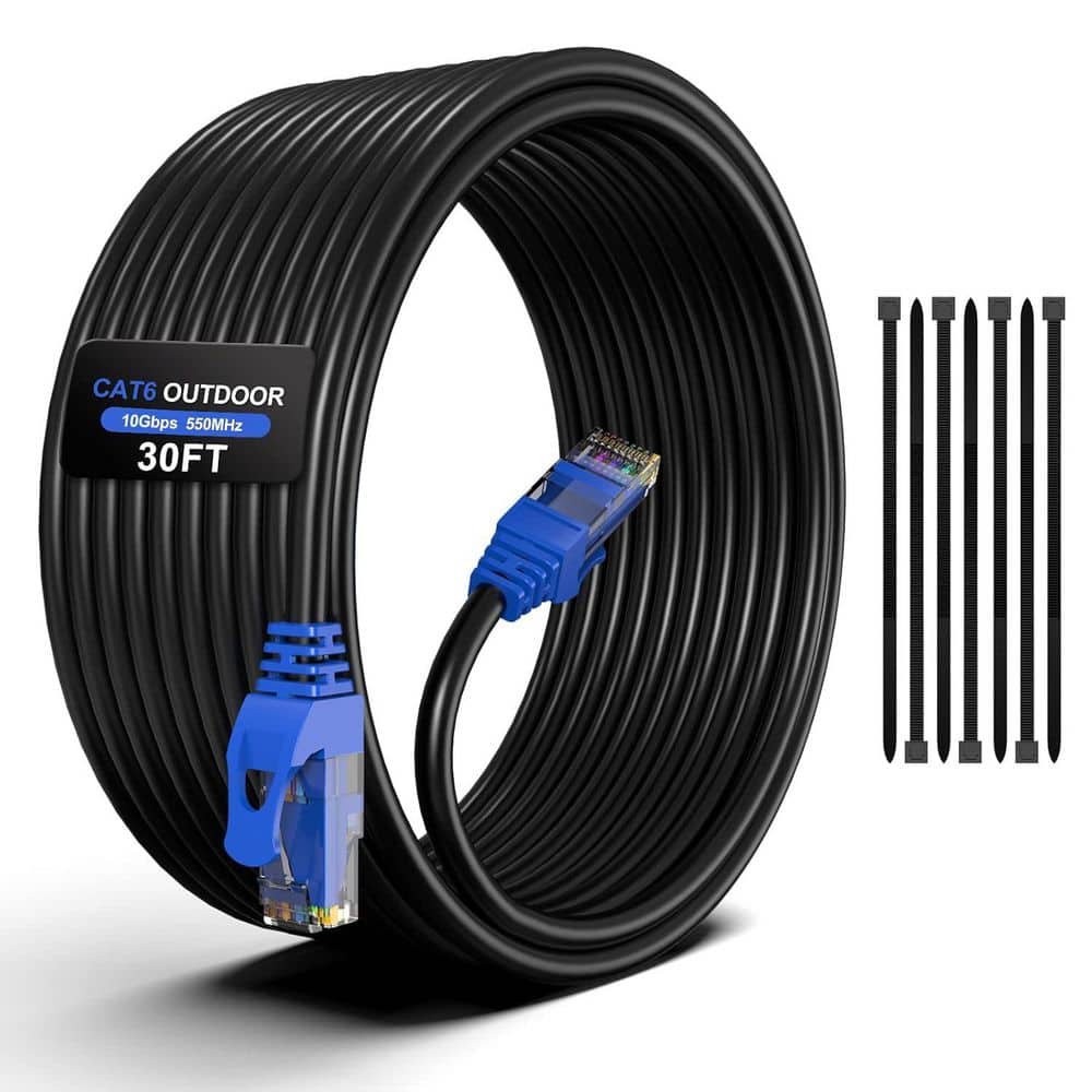 30 ft. 24 / 4 Conductor Heavy Duty Direct Burial Outdoor Waterproof UTP Ethernet Cable with 25 Cable Ties Black price history on PriceWatchPro