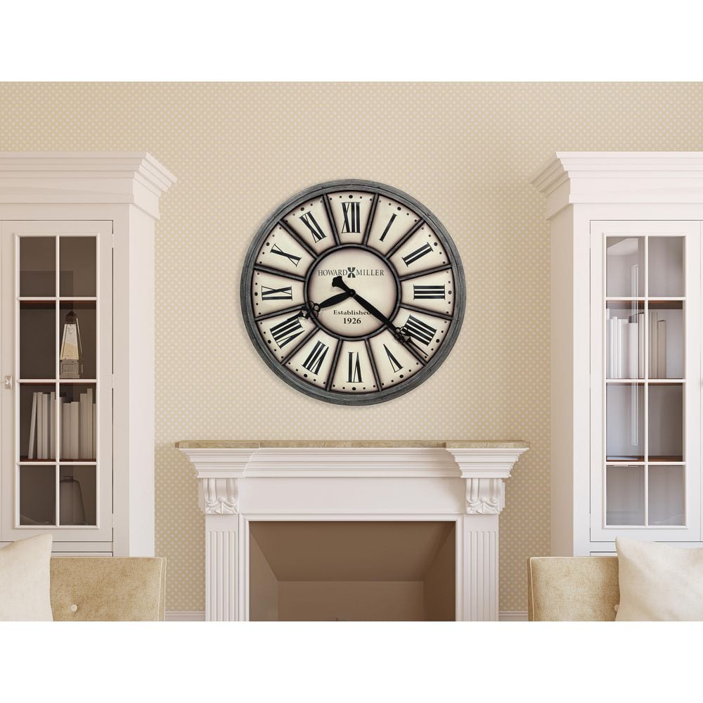 Oversized Gray Metal Roman Numeral Wall Clock