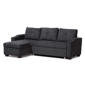 Lianna 2-Piece Dark Gray Fabric 4-Seater L-Shaped Sectional Sofa with Concealed Storage