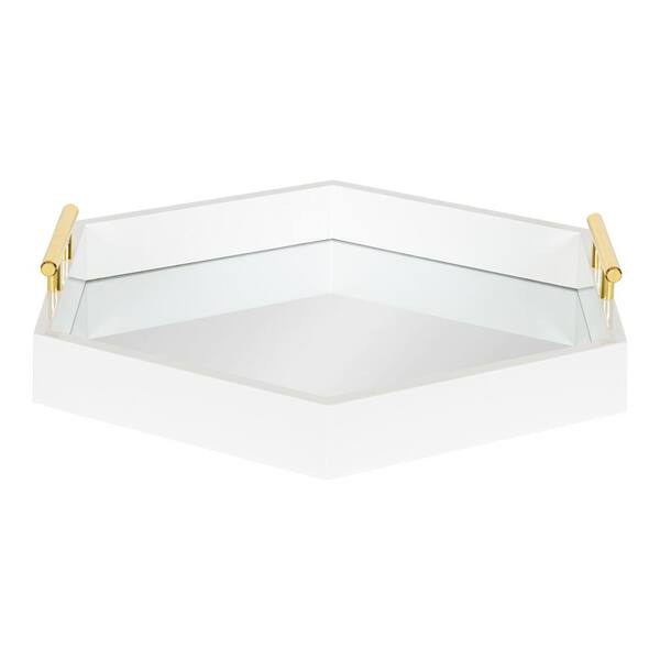 Kate and Laurel Lipton White Decorative Tray 210773 - The Home Depot