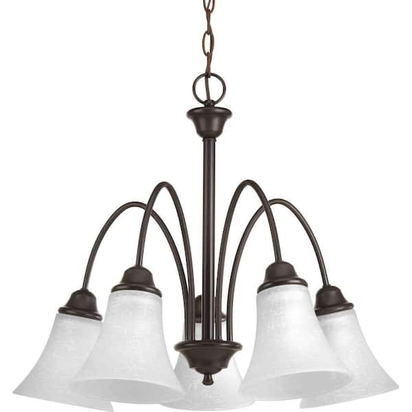 Progress Lighting Tally Collection 5-Light Antique Bronze Chandelier with Linen-Finished Glass Shade