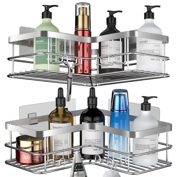 Dracelo Silver Corner Shower Caddy 2-Pack, No Drilling Stainless Steel  Shower Caddy Corner Shelf B09W9HZL4C - The Home Depot