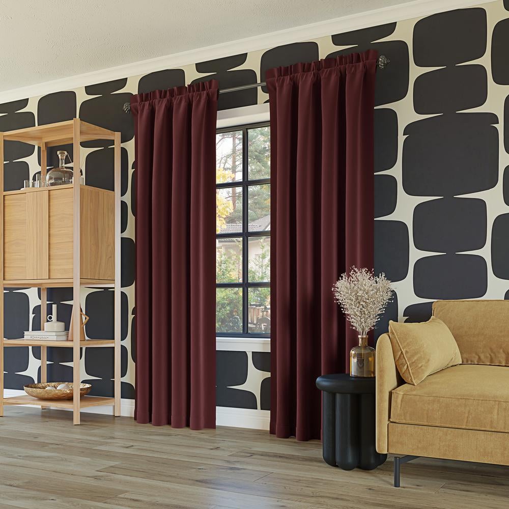 Wine Red 63" Blackout Rod Pocket Curtain Panel