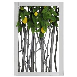 18.5 in. White Birch Branch Lemon Tree Rustic Wooden Frame Decoration