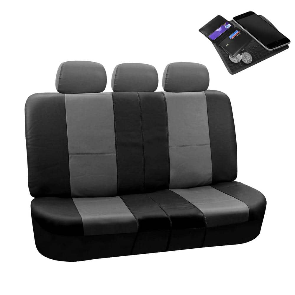 Premium PU Leather 52 in. x 58 in. x 1 in. Split Bench Rear Seat Cover