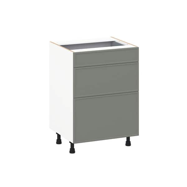Fairview Moss Green Slim Shaker Assembled Vanity Drawer Base Cabinet with 3 Drawers (24 in. W x 34.5 in. H x 21 in. D)